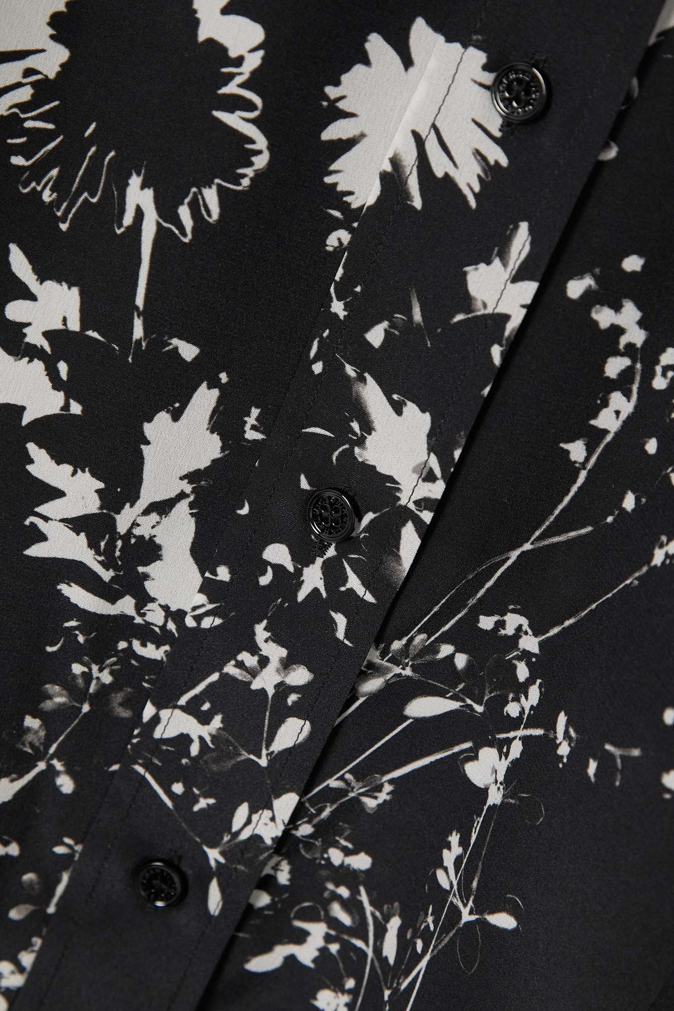 Floral-print silk crepe de chine pajama shirt - 4