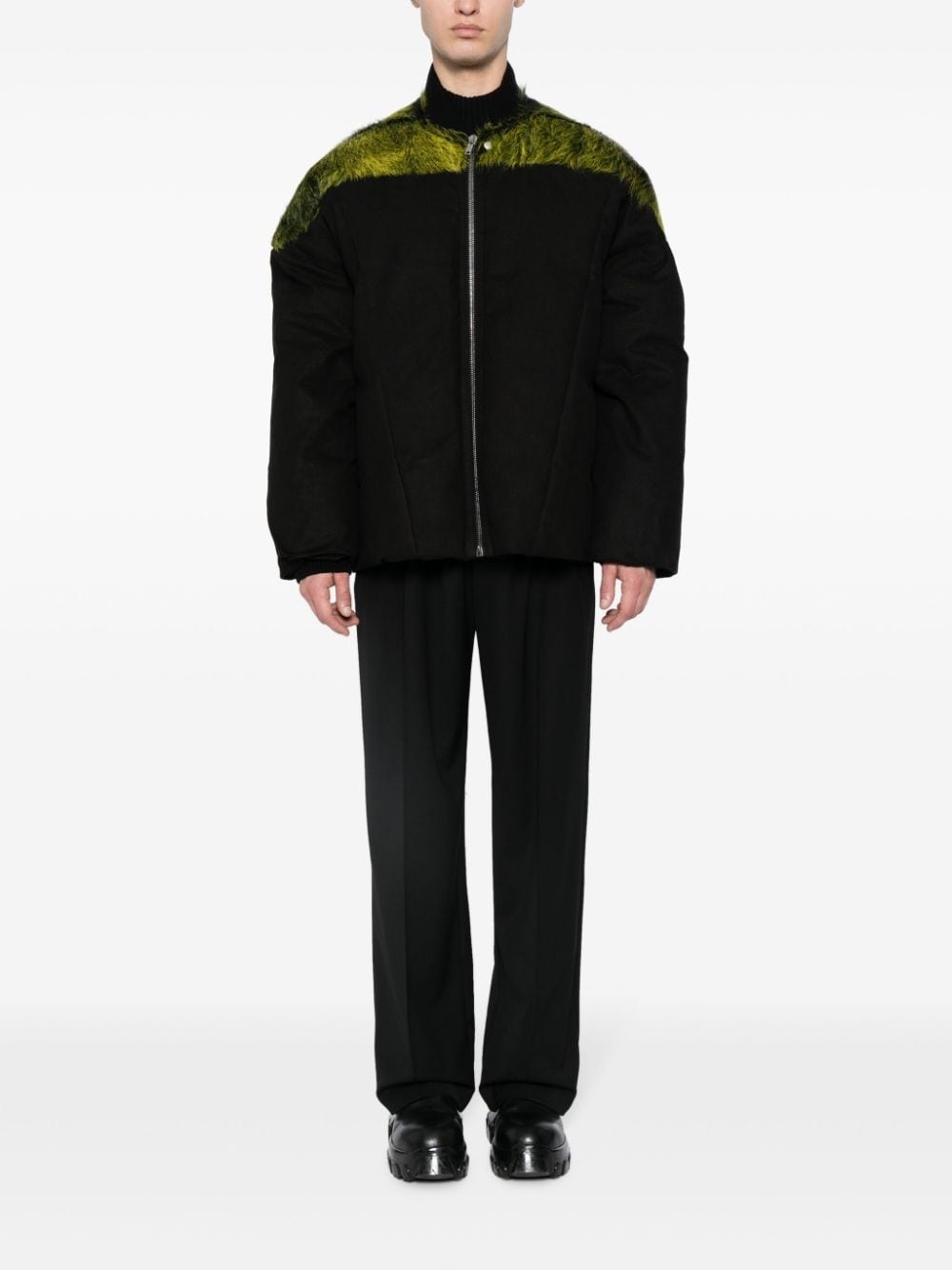 brushed-effect panelled padded jacket - 2