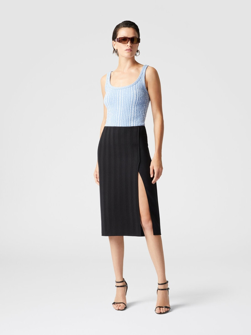 Missoni Tonal cotton and zig zag viscose midi skirt with slit outlook