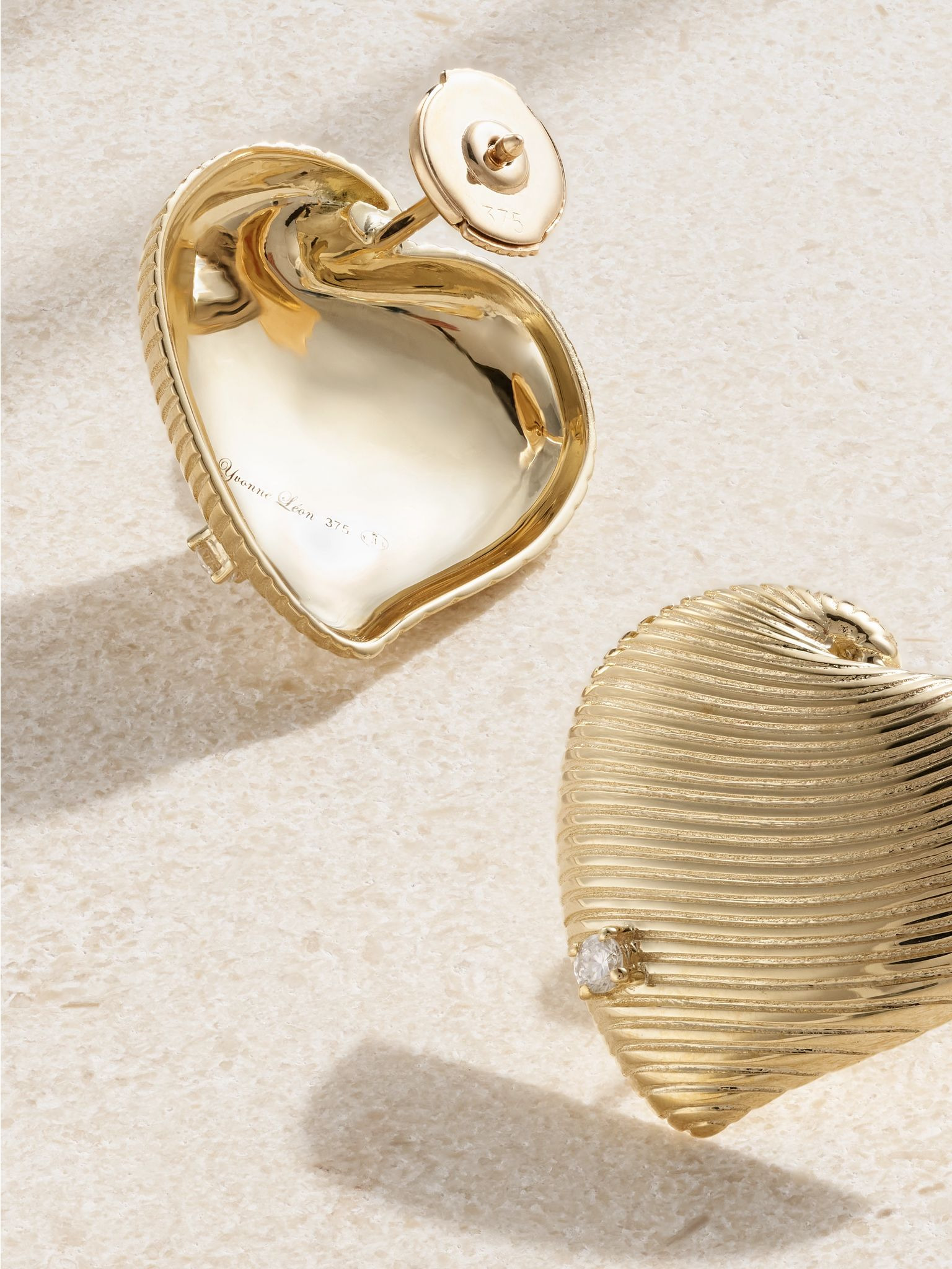 9-karat gold diamond earrings Gold - 3