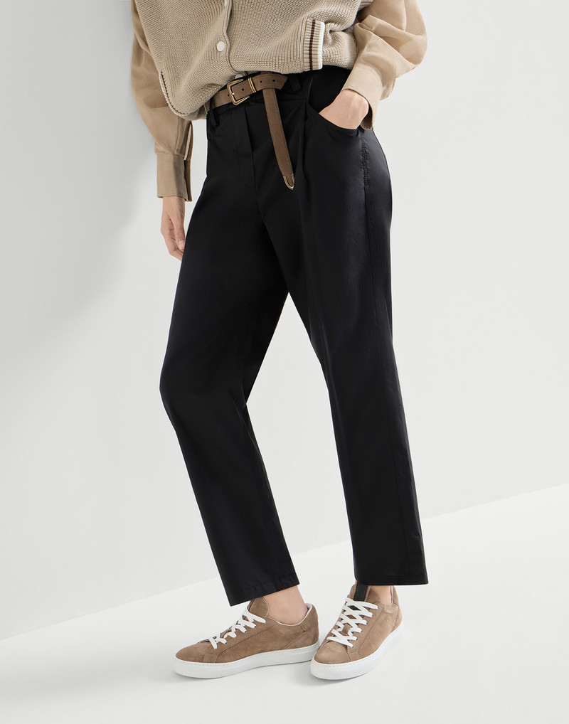 Lightweight poplin five-pocket track trousers with monili 5