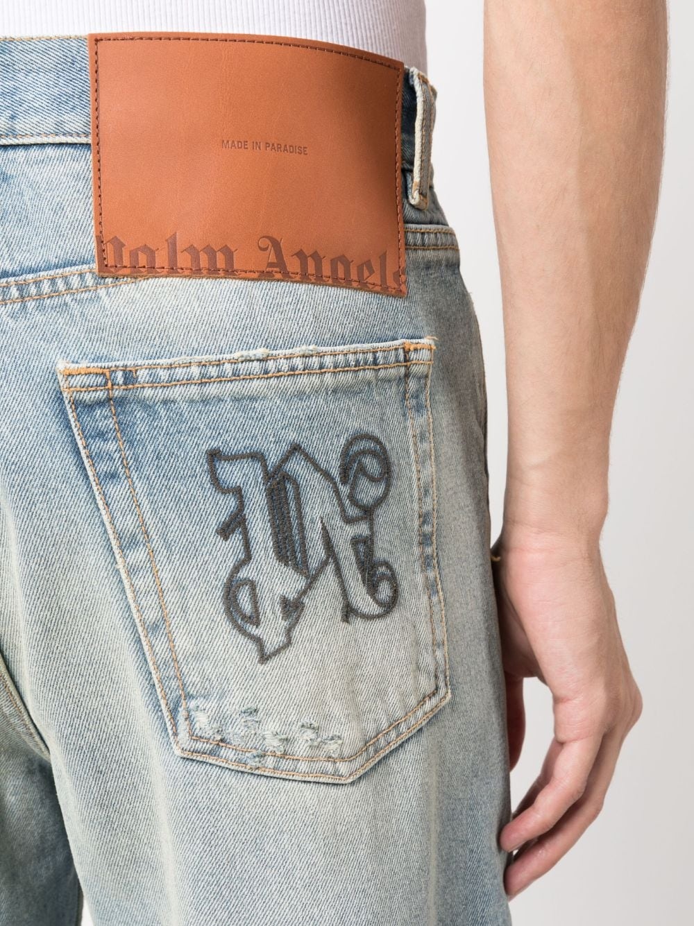 distressed straight-leg jeans - 5