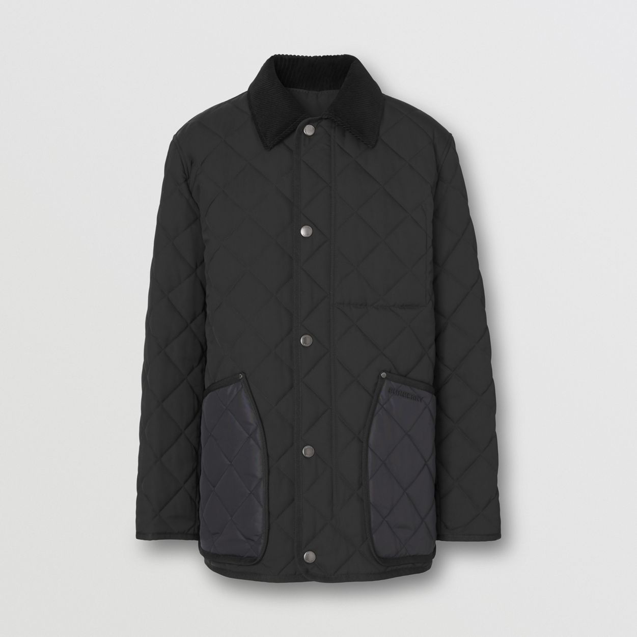 Corduroy Collar Diamond Quilted Barn Jacket - 4