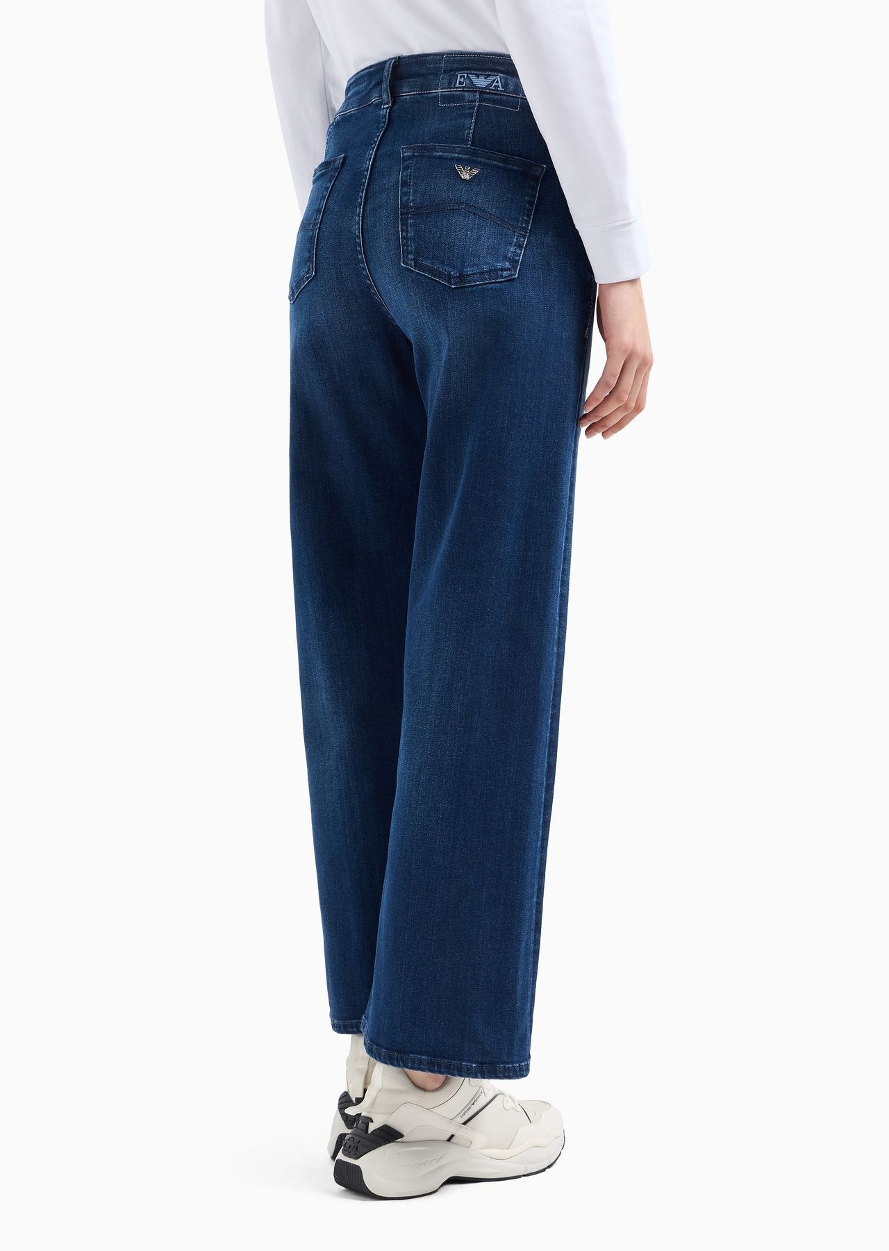 J33 mid-rise cropped flared denim jeans with EA embroidery - 3