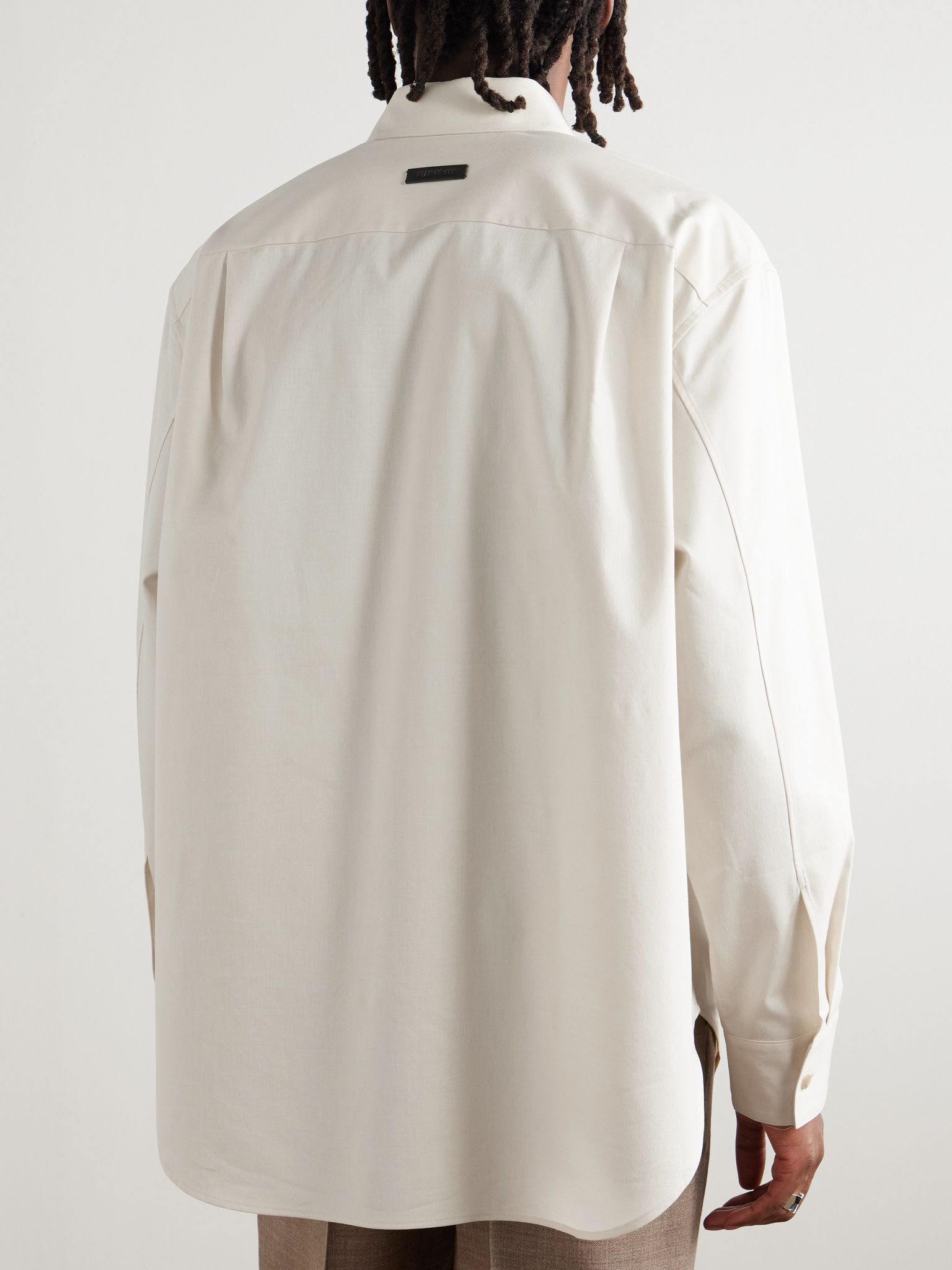 Oversized Button-Down Collar Cotton-Poplin Shirt White - 3