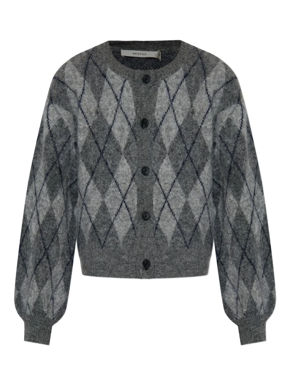 argyle-check cardigan - 1