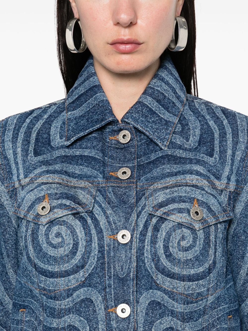 Spiral-print denim jacket - 5