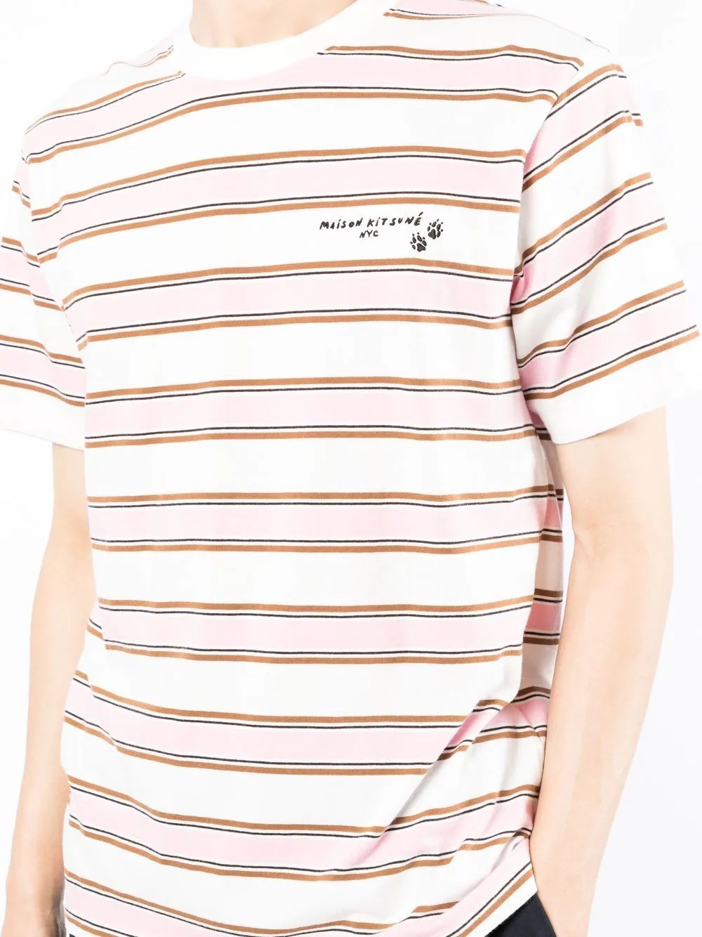 stripe-print logo T-shirt - 6