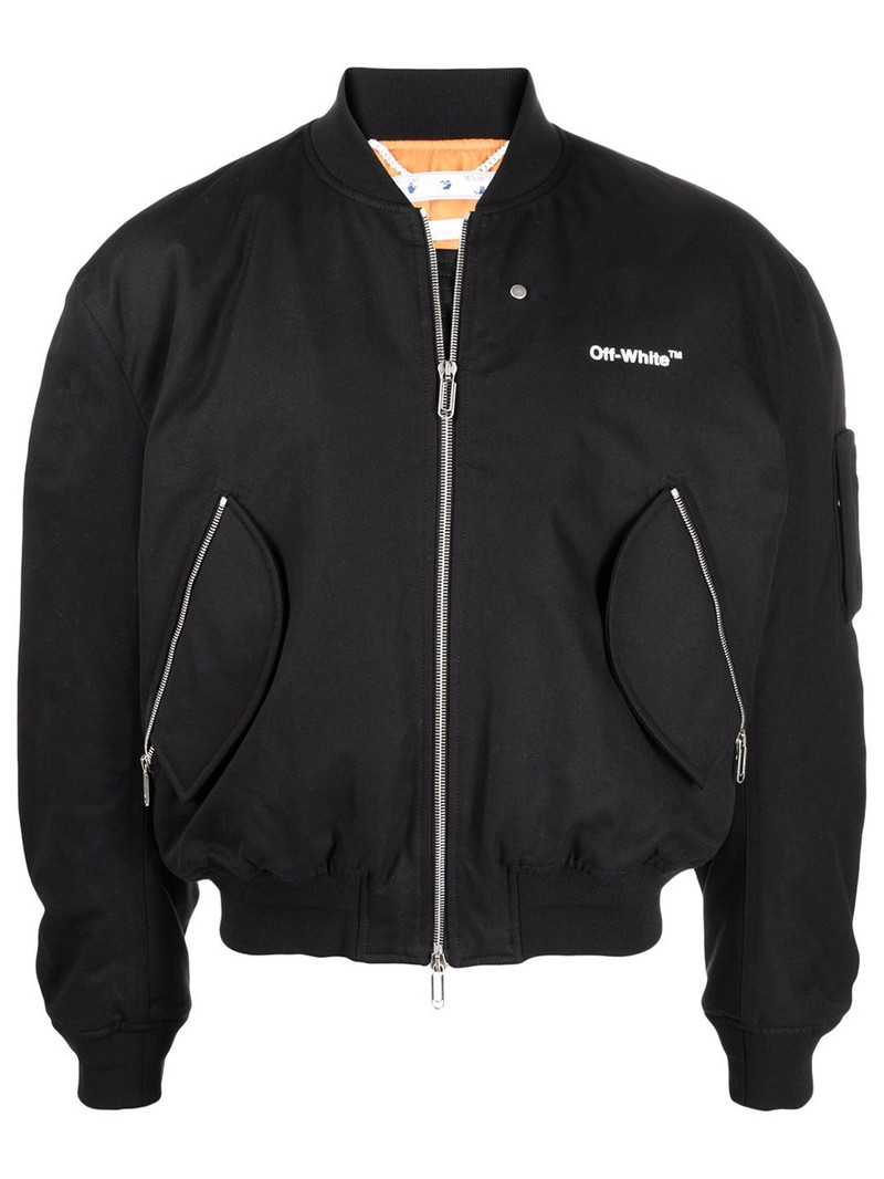 Diagonal Tab Bomber Jacket Black - 1