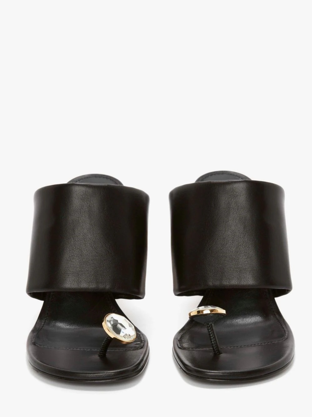 LEATHER DIAMOND CHAIN HEEL SANDAL - 4