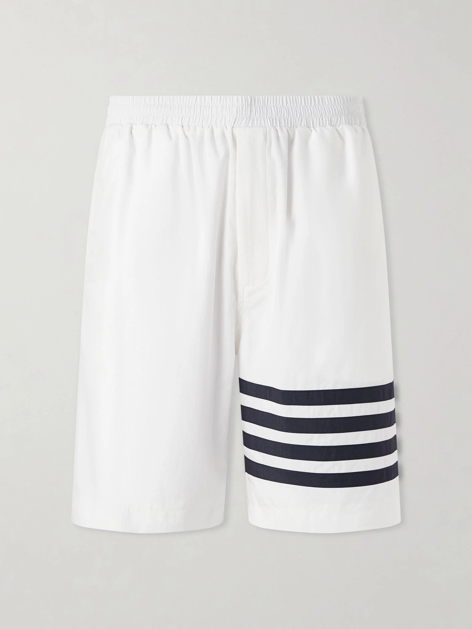 Straight-Leg Striped Shorts White - 1