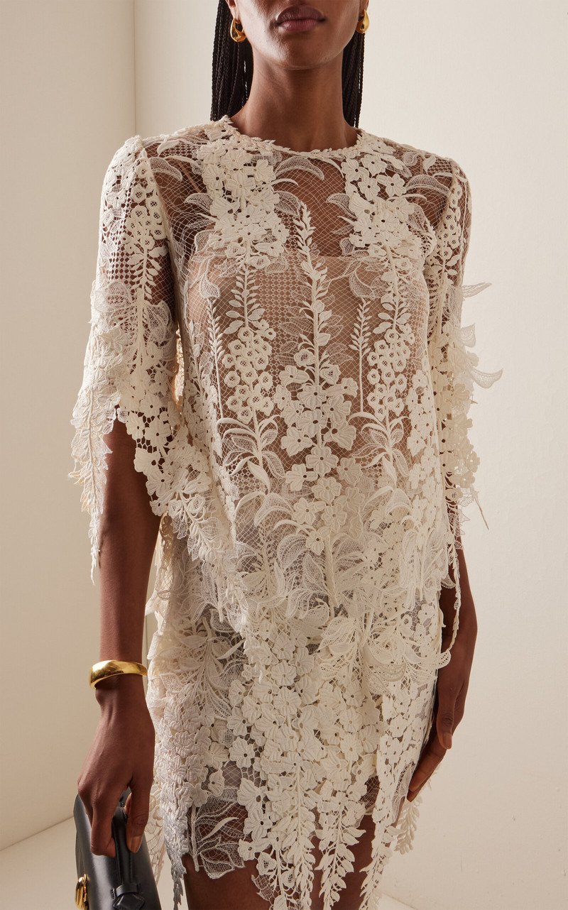 Oscar de la Renta Appliquéd Guipure Blouse ivory outlook