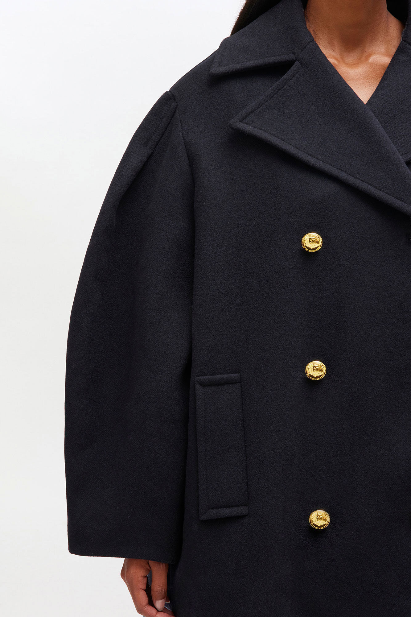 DARK BLUE WOOL PEACOAT SHORT - 4