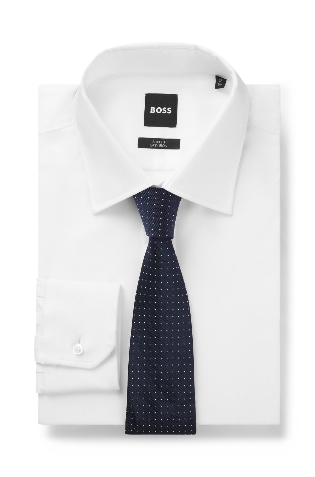 SILK-BLEND TIE WITH JACQUARD-WOVEN DOT MOTIF - 2
