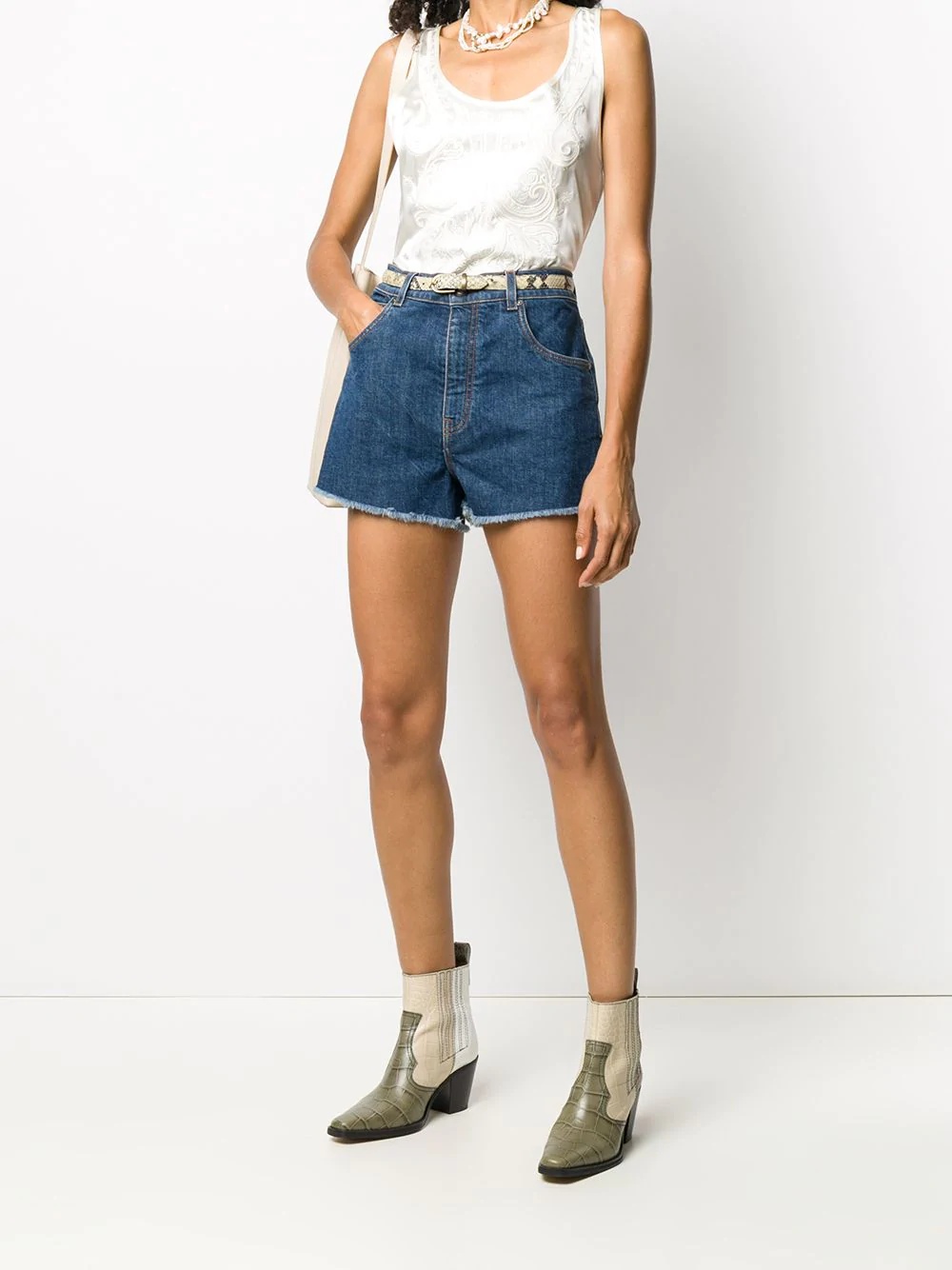 high rise denim shorts - 2