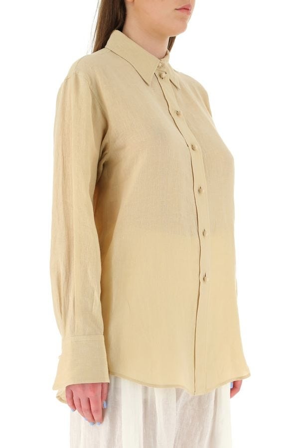 Beige linen oversize shirt - 4