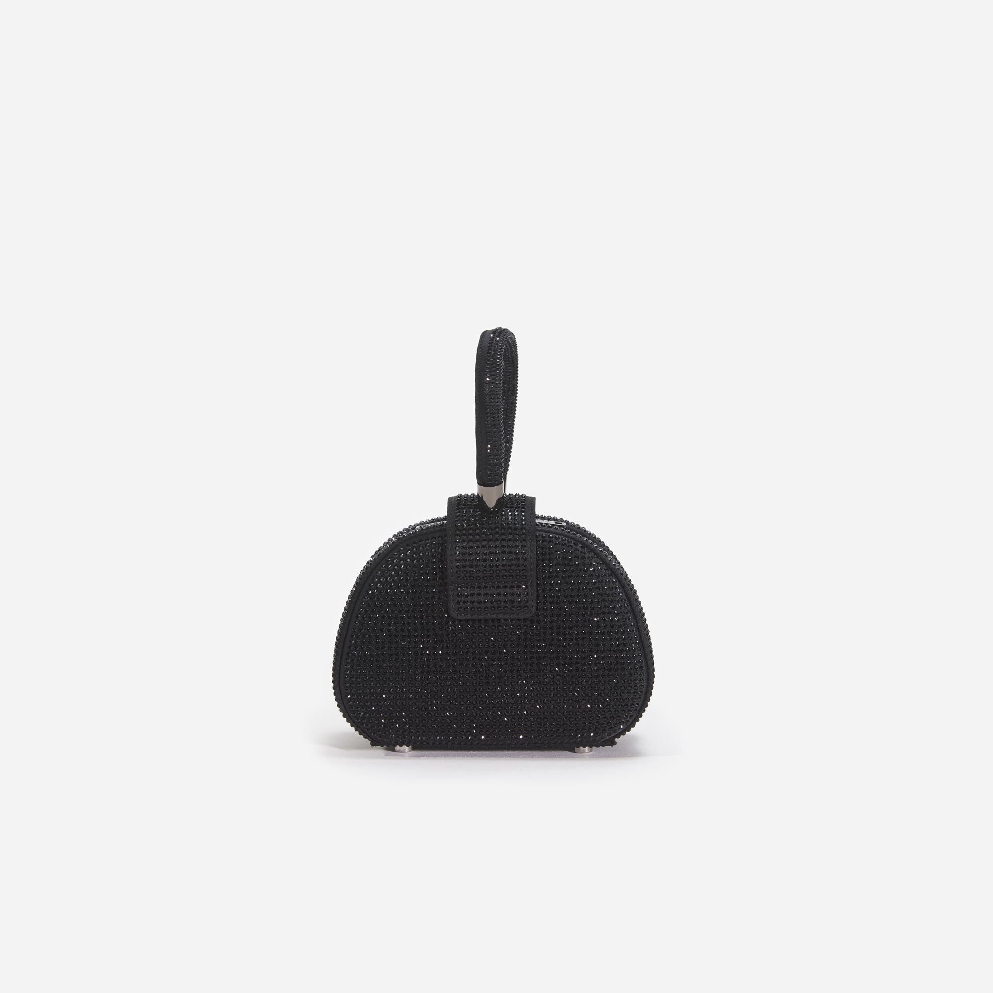Black Rhinestone Top Handle Micro Bag - 3