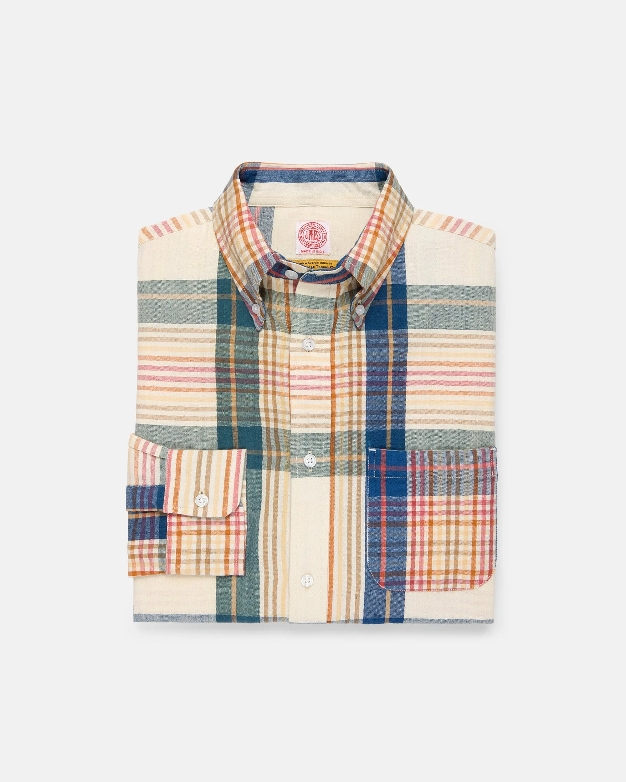 HANDLOOMED CREAM PLAID SHIRT - 1