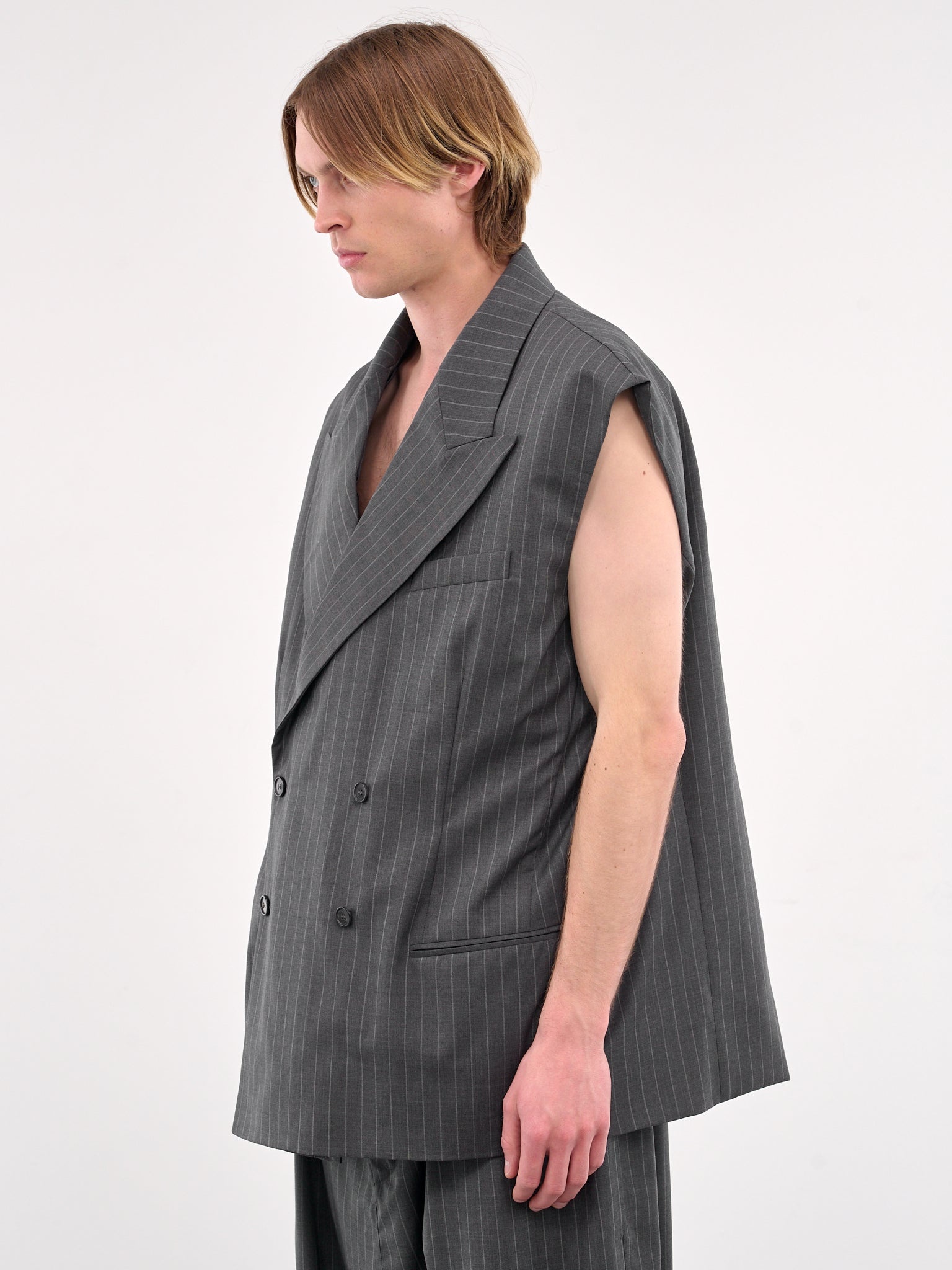 Peaked Lapel Sleeveless Blazer - 2