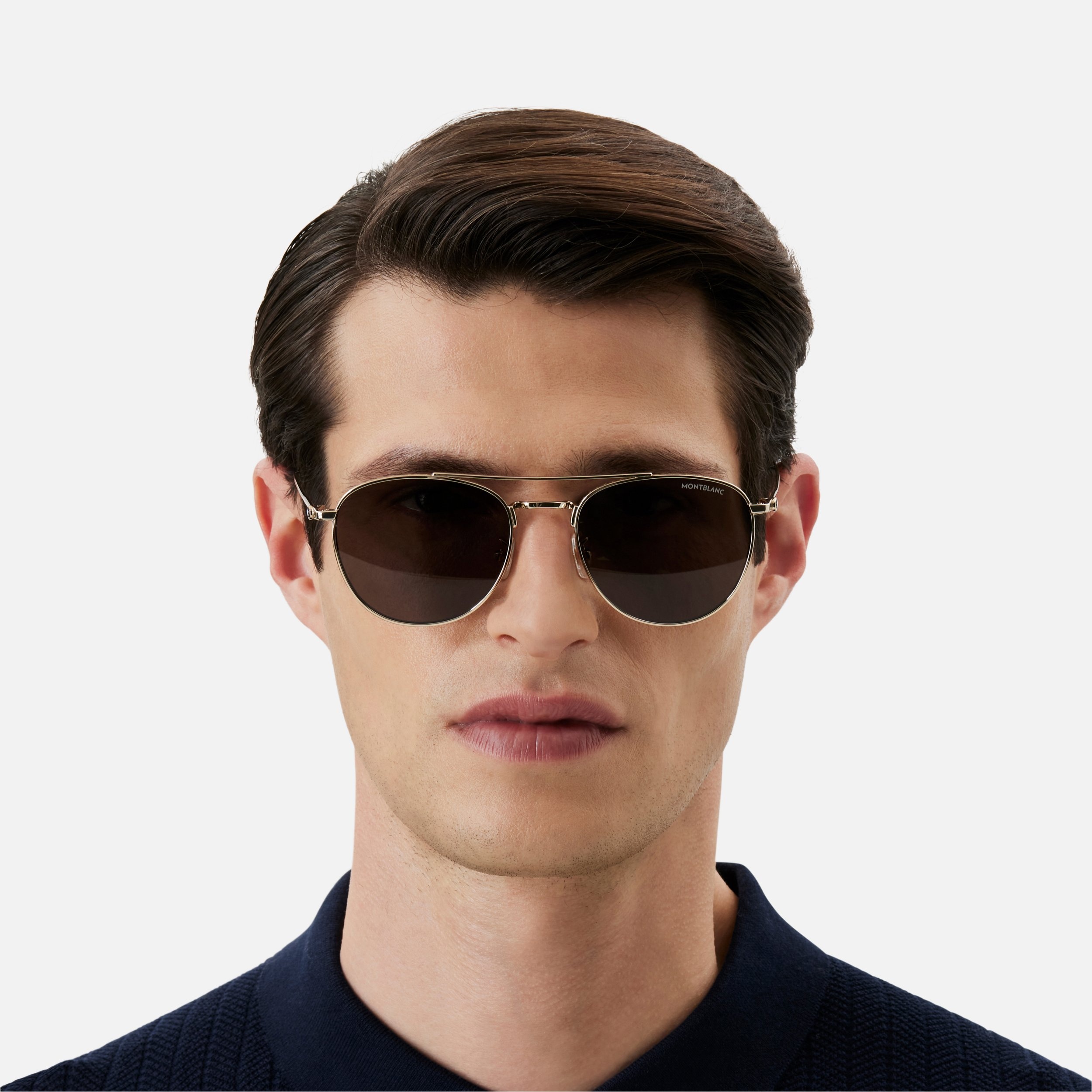 Round Sunglasses with Gold-Colored Metal Frame and Gray Lenses - 3