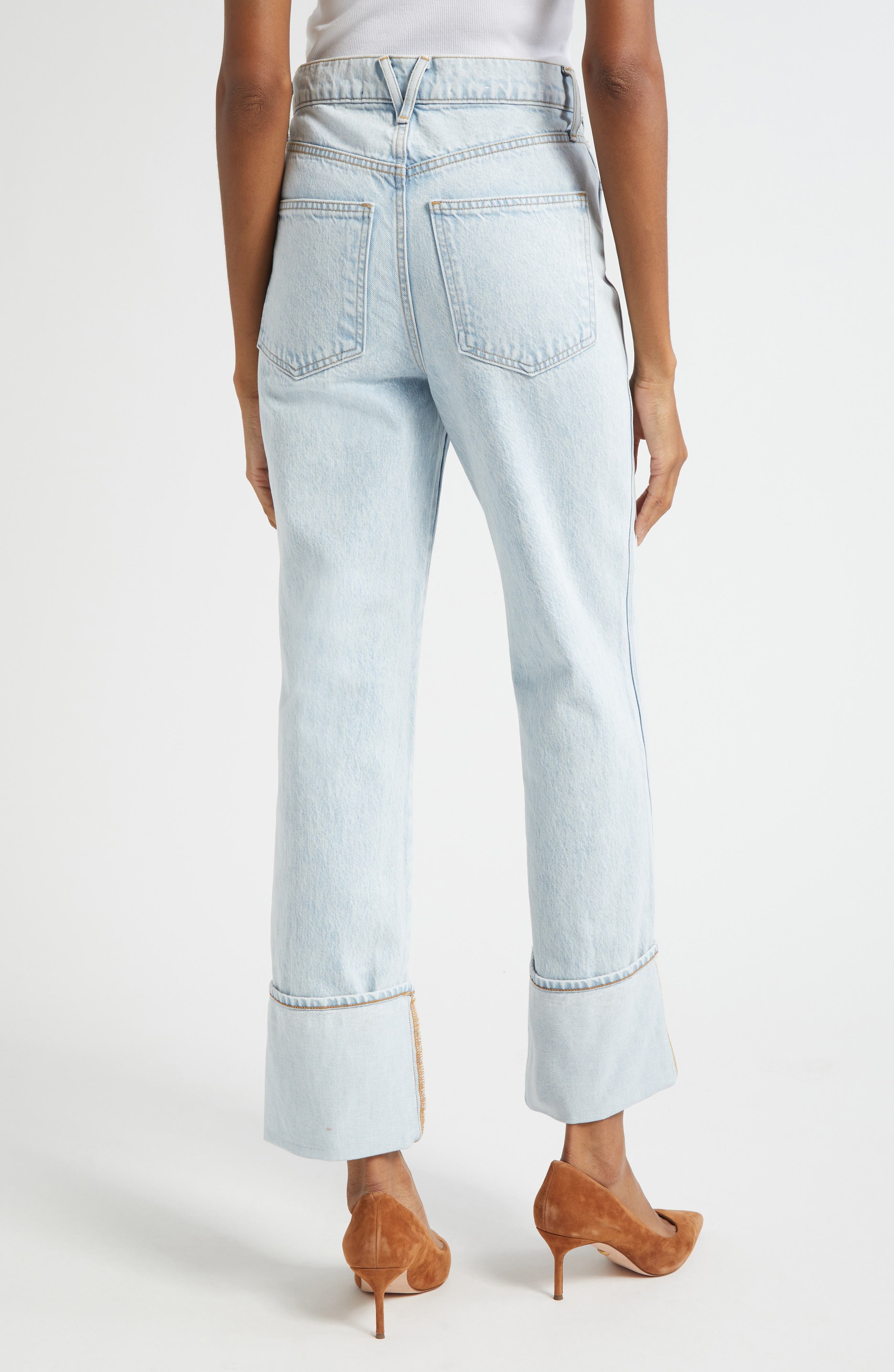 Veronica Beard Dylan Cuffed High Waist Relaxed Straight Leg Jeans in Pale Stone at Nordstrom - 2