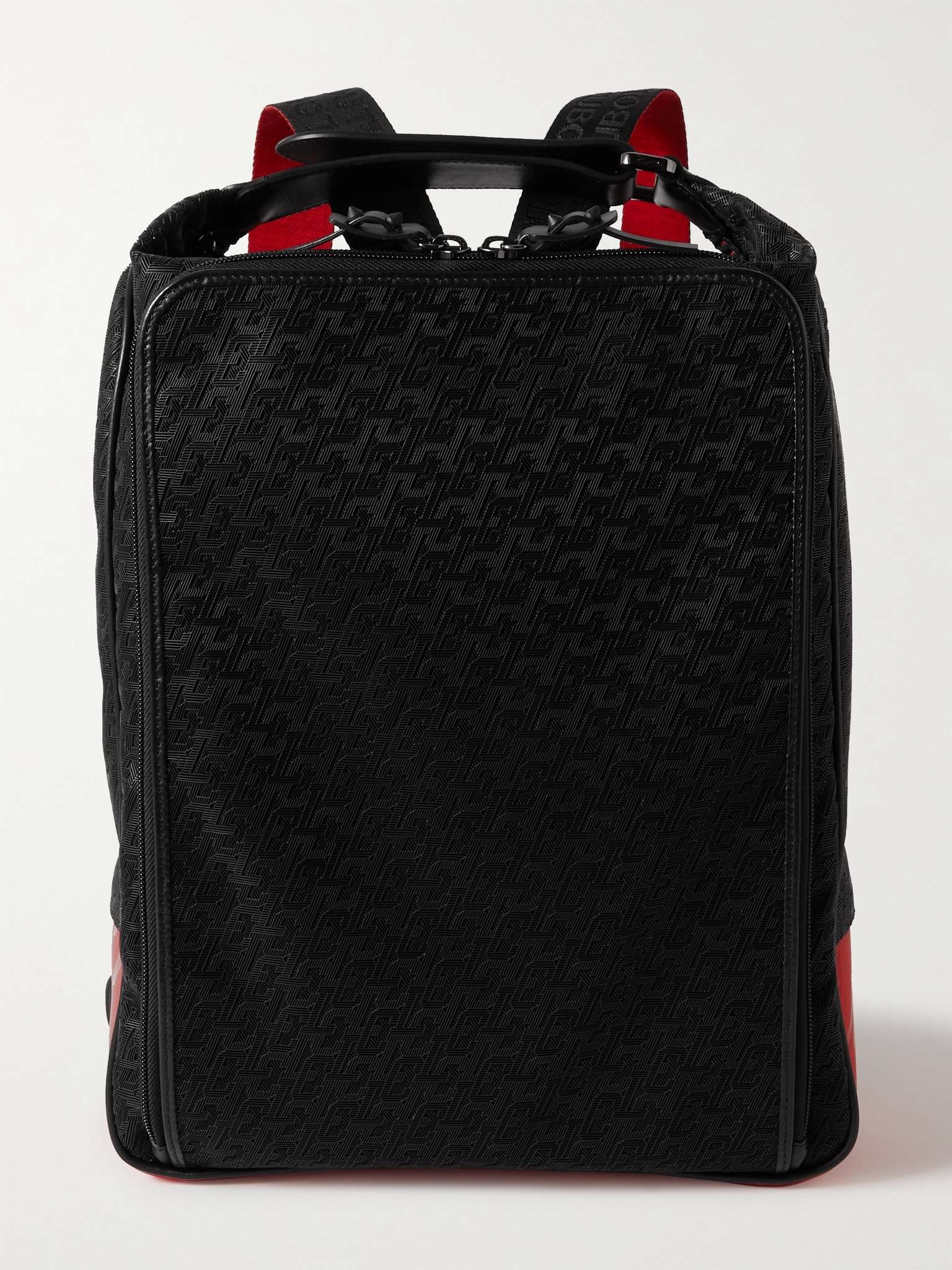 Leather-Trimmed Logo-Jacquard Coated-Canvas and Mesh Backpack - 1