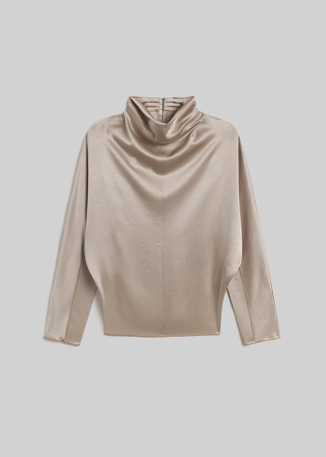 Ilaria Draped Japanese hammered Satin Top In Champagne - 1