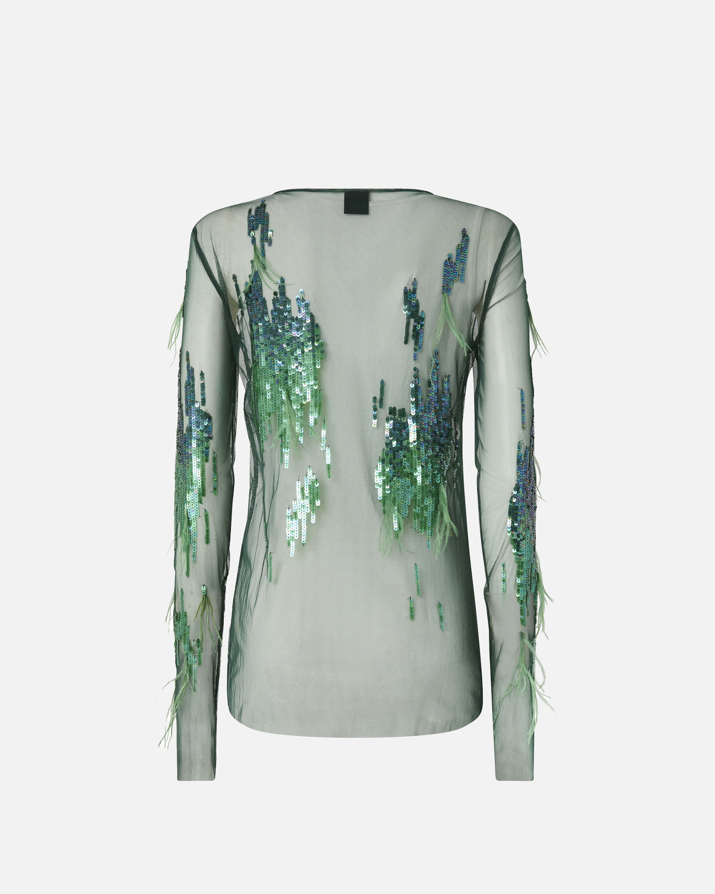 SHEER SWEATER WITH SEQUINS AND FEATHERS - 2