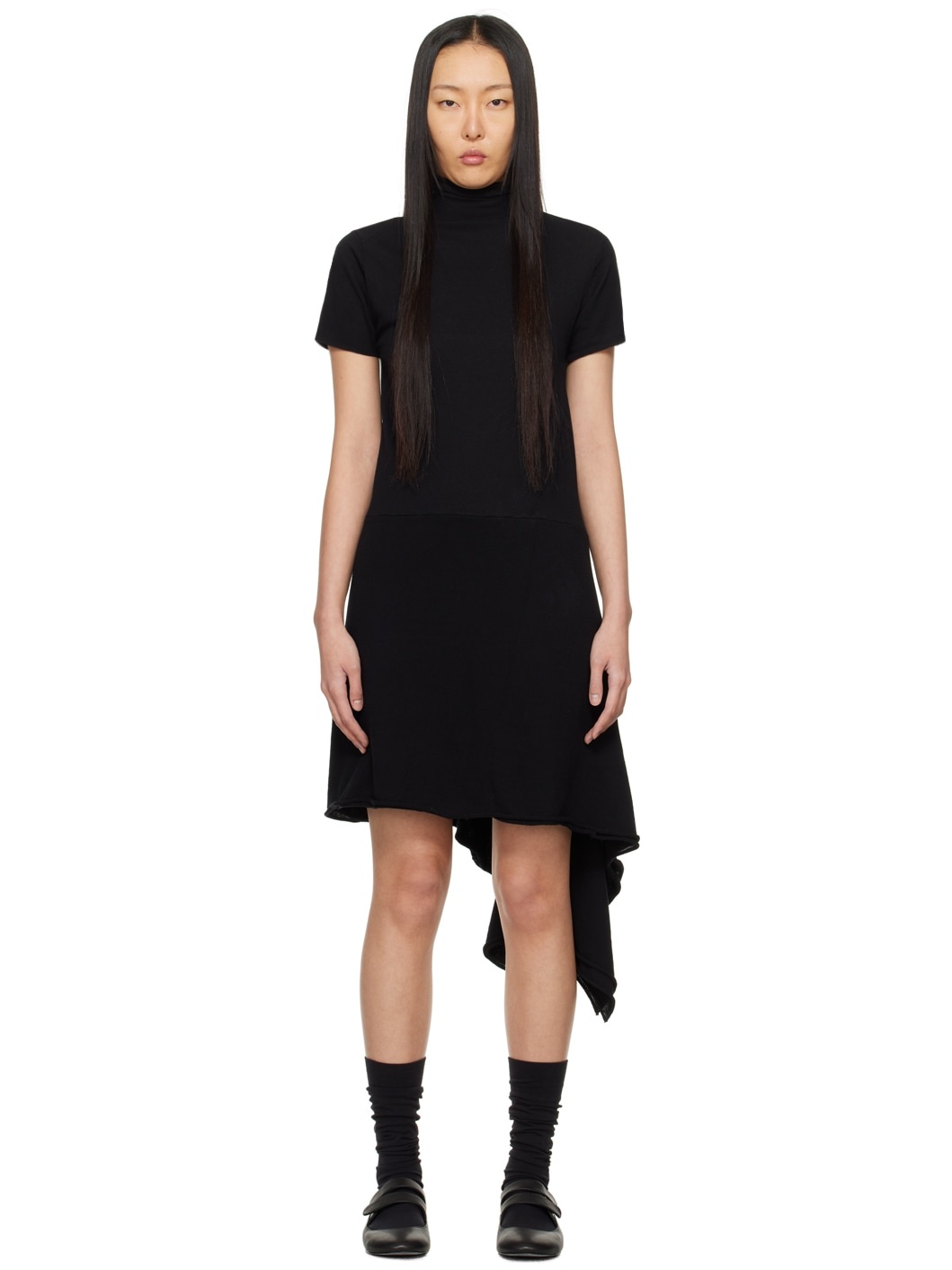 Yohji Yamamoto Black Turtleneck Midi Dress | REVERSIBLE