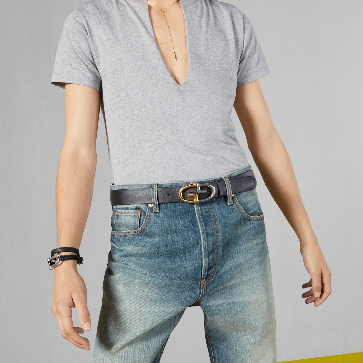 GUCCI Belt with two-toned metal buckle | REVERSIBLE display picture 1