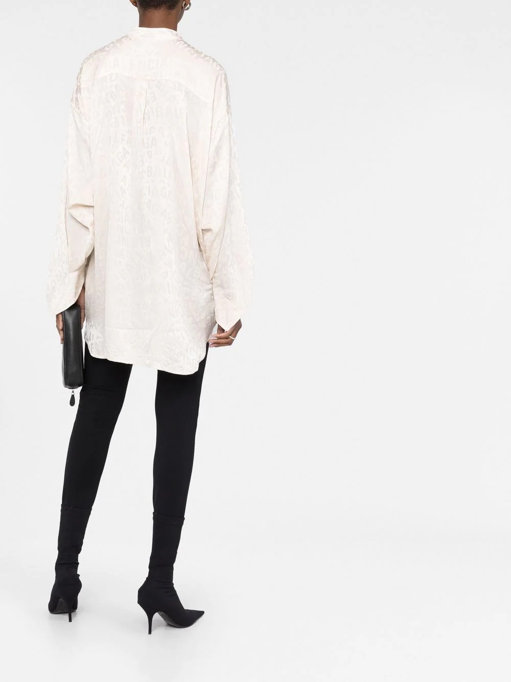 logo-jacquard twisted swing blouse - 4