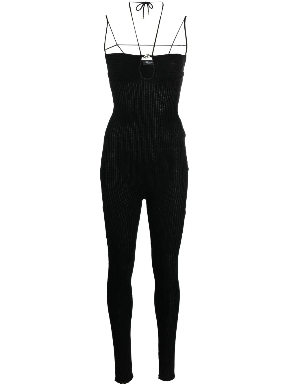 strappy ribbed-knit jumpsuit - 1