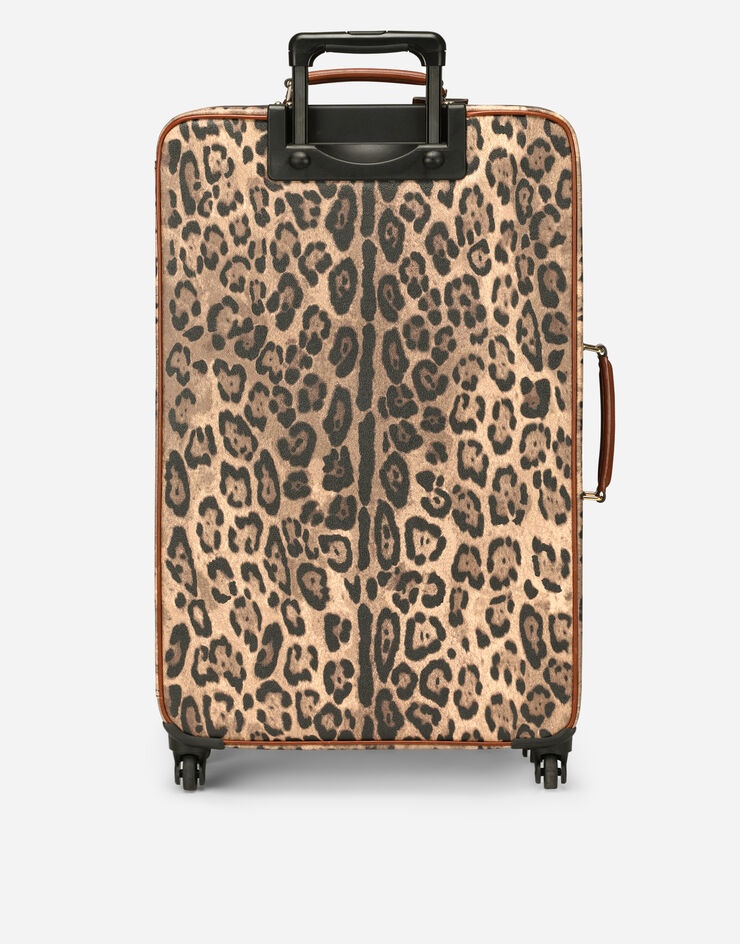 Small pet carrier bag in leopard-print Crespo with branded plate - 4