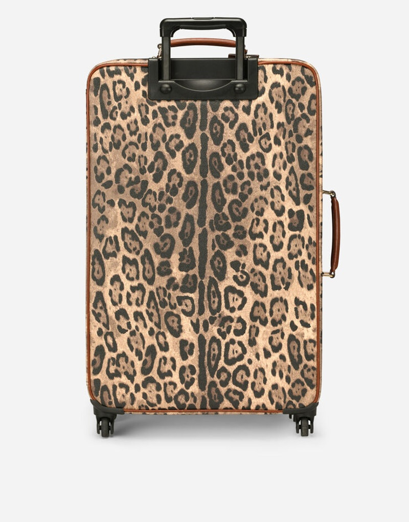 Small pet carrier bag in leopard-print Crespo with branded plate 3