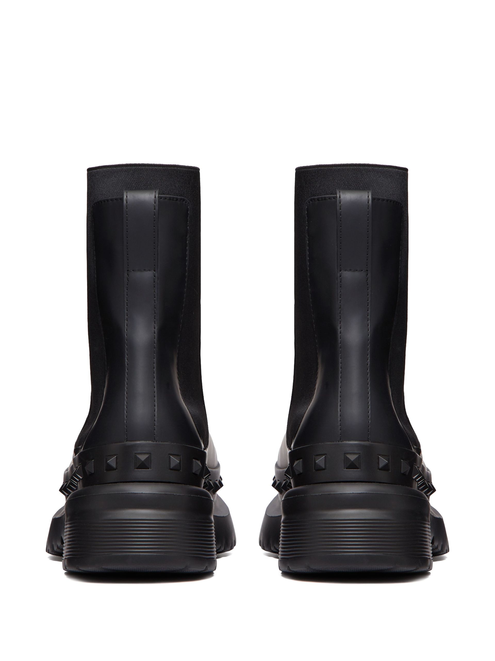 Black M-Way Rockstud Leather Ankle Boots - 3