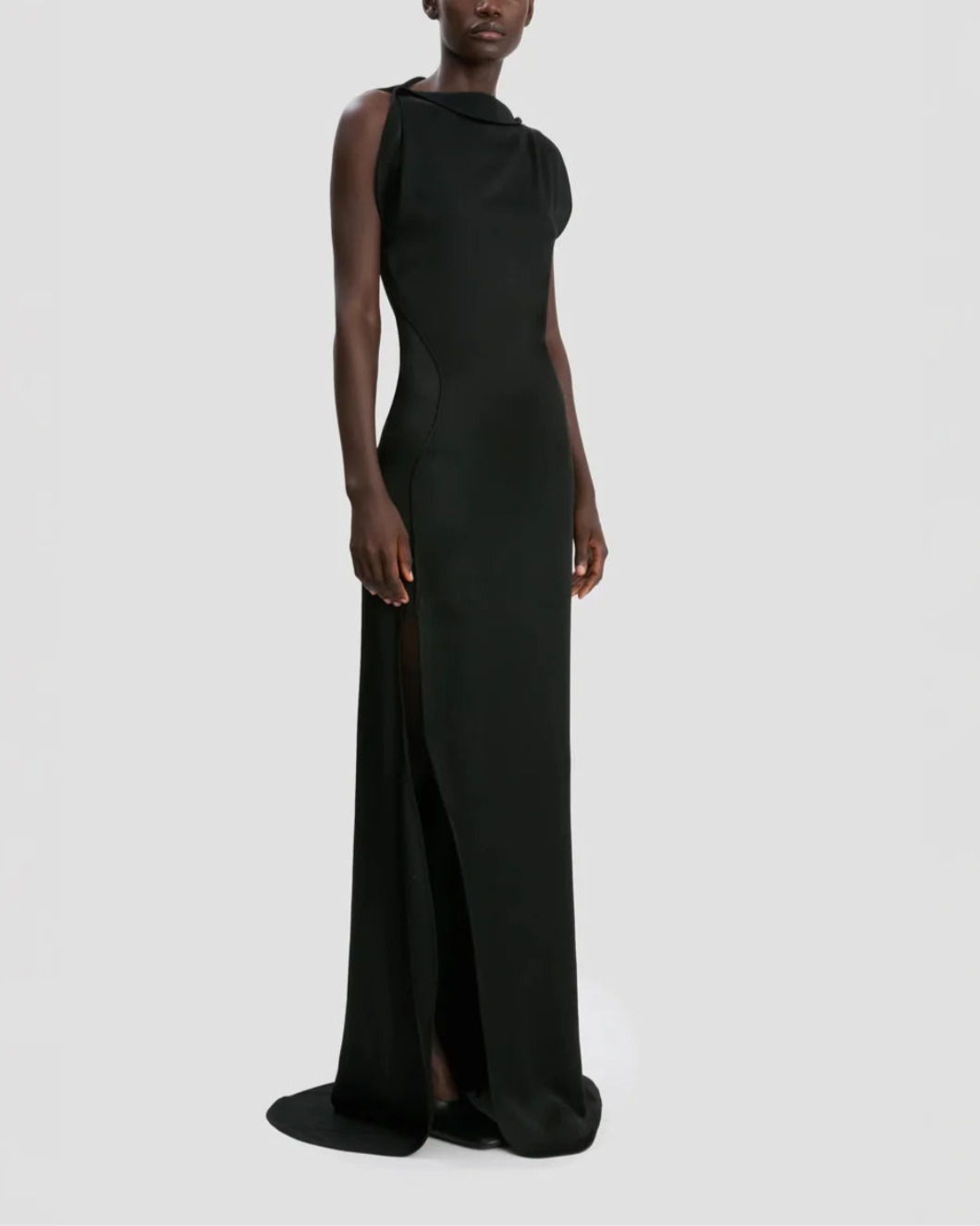 SPLIT SIDE DRESS IN BLACK - 3