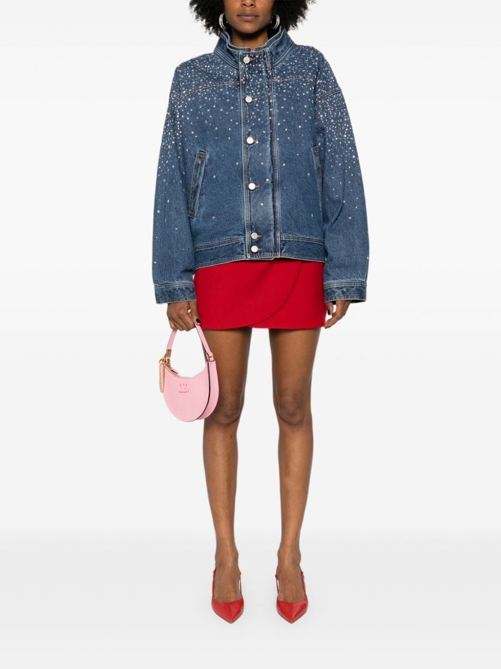 crystal-embellished denim jacket - 2