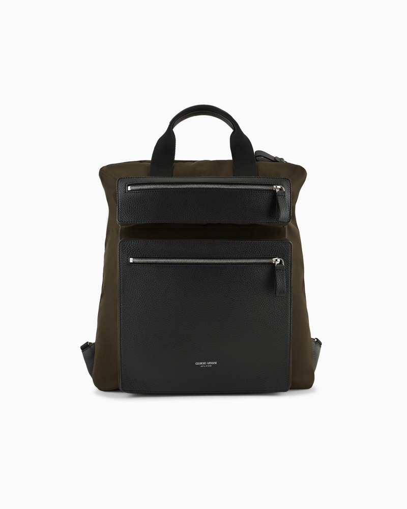 ASV CONVERTIBLE SHOPPER BAG IN NYLON AND PEBBLED LEATHER 1