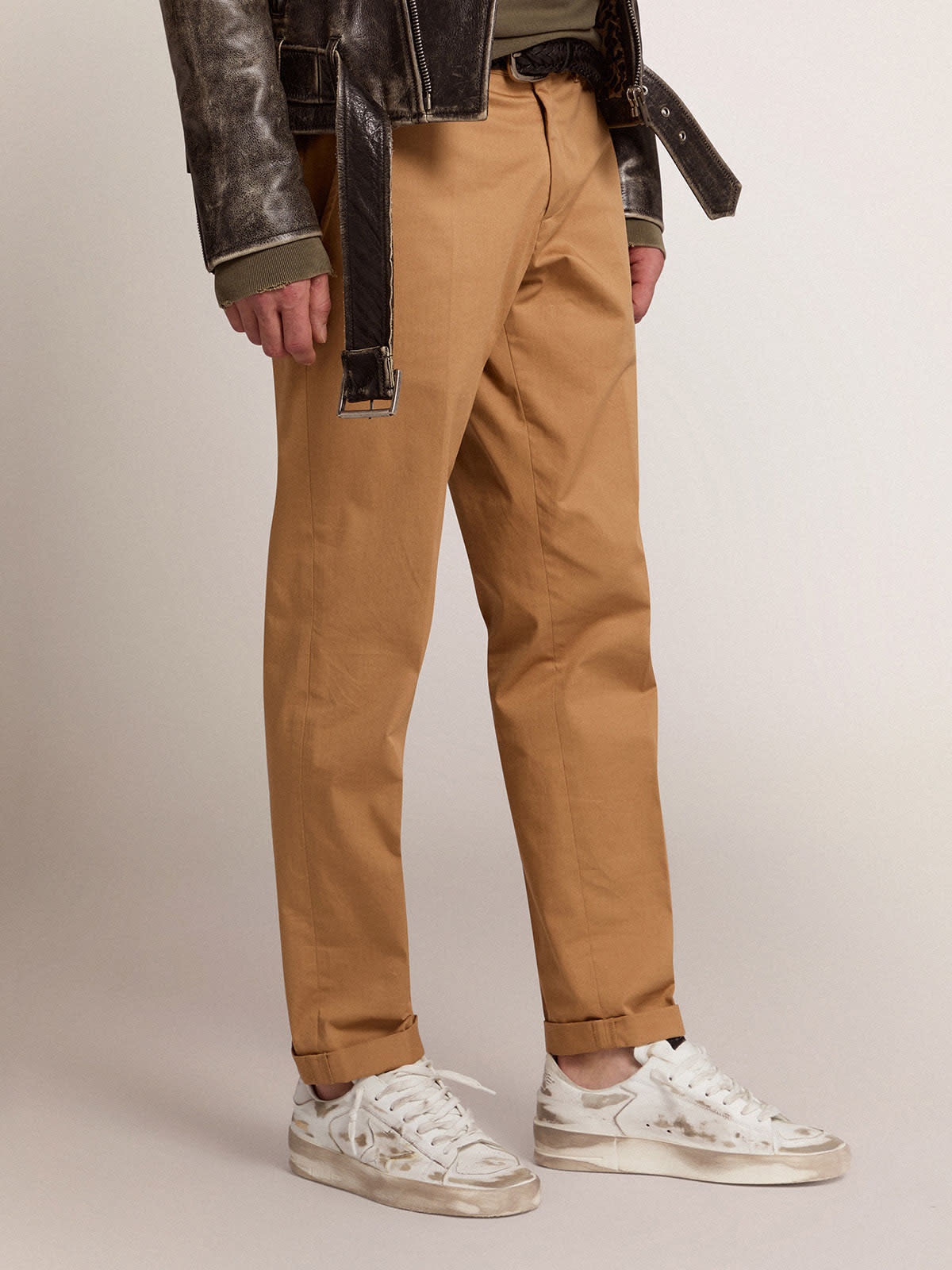Men's beige cotton chino pants - 2