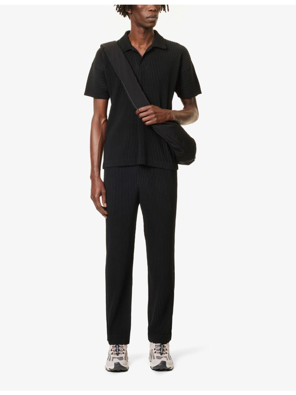 Pleated tapered-leg regular-fit knitted trousers - 2