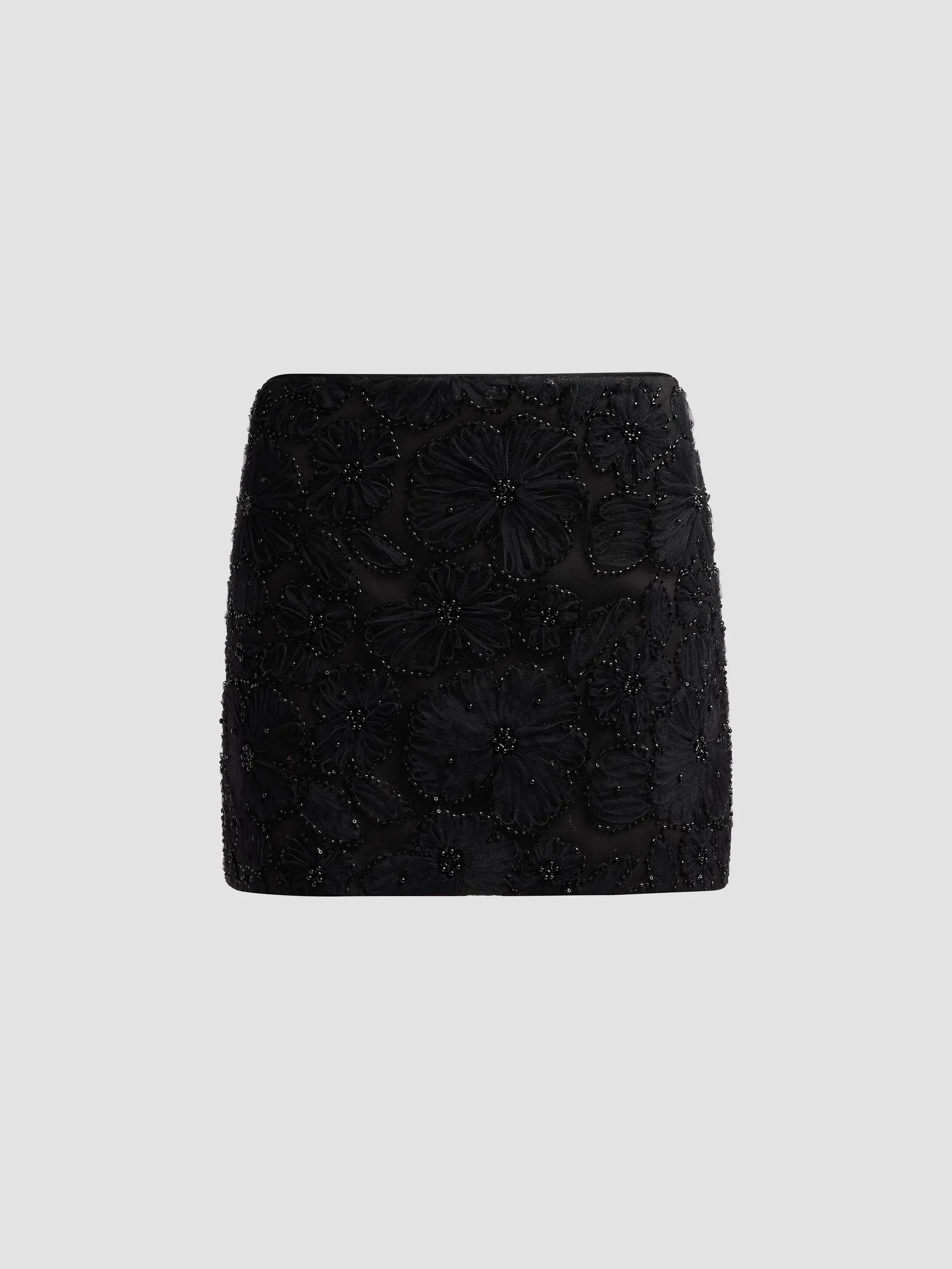 Women's Olenna Floral Embellished Mini Skirt - Black Embellishment - 1