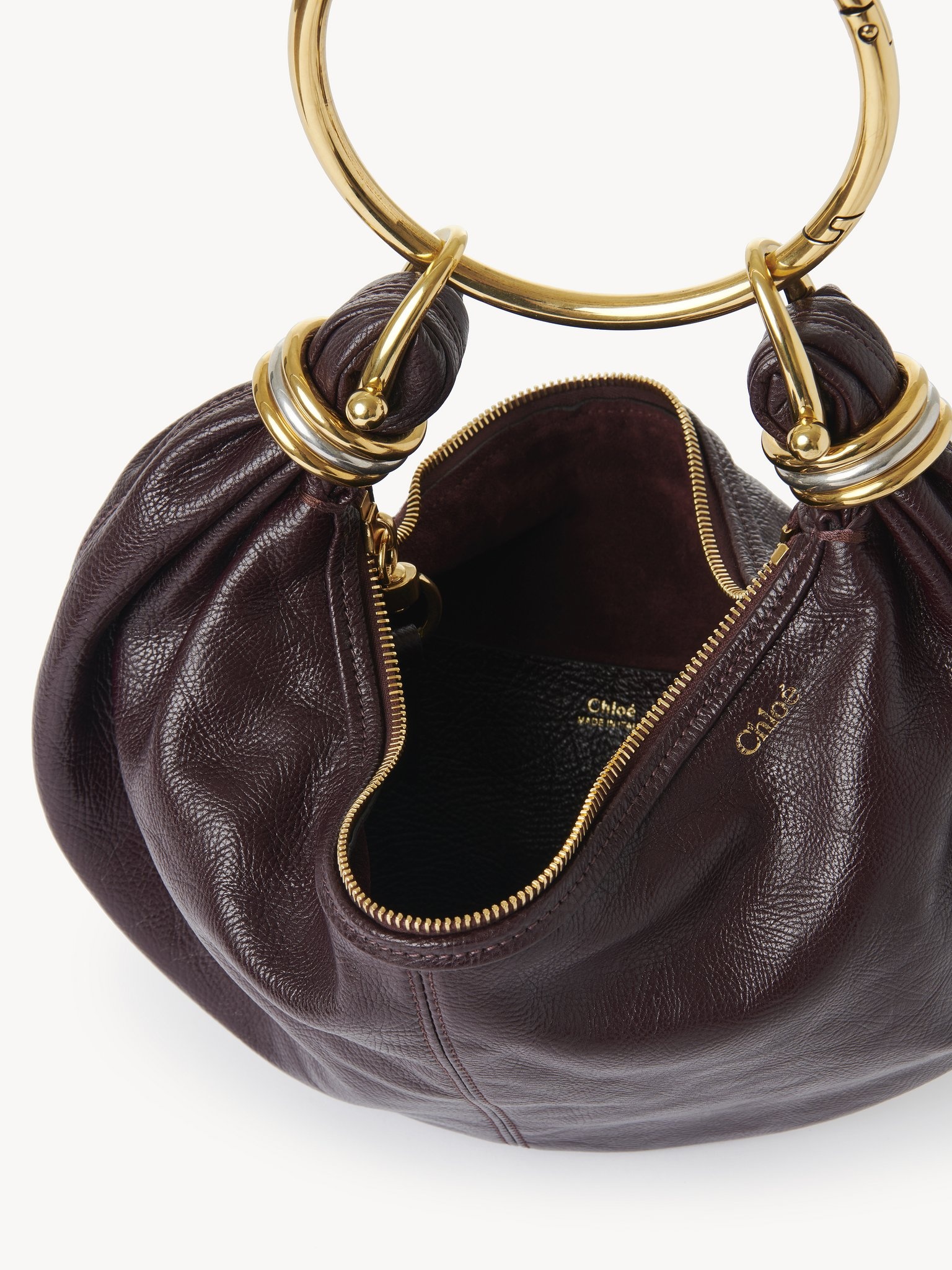 SMALL BRACELET HOBO BAG IN GRAINED LEATHER - 6