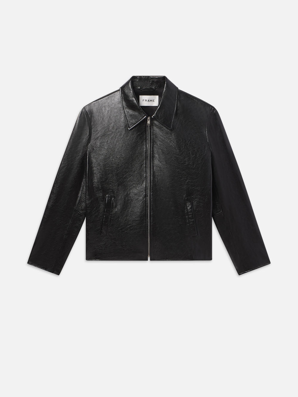 Zip Up Leather Jacket in Black - 1