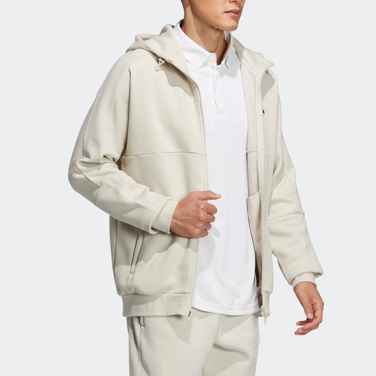 Men's adidas Fleece Lined Stay Warm Sports Hooded Cardigan Jacket Bauxite Brown HG1833 - 3