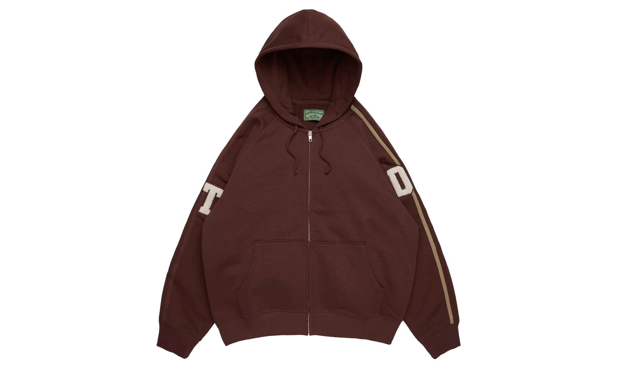 Chenille Patch Zip Hoodie "Brown" DT915 - 1