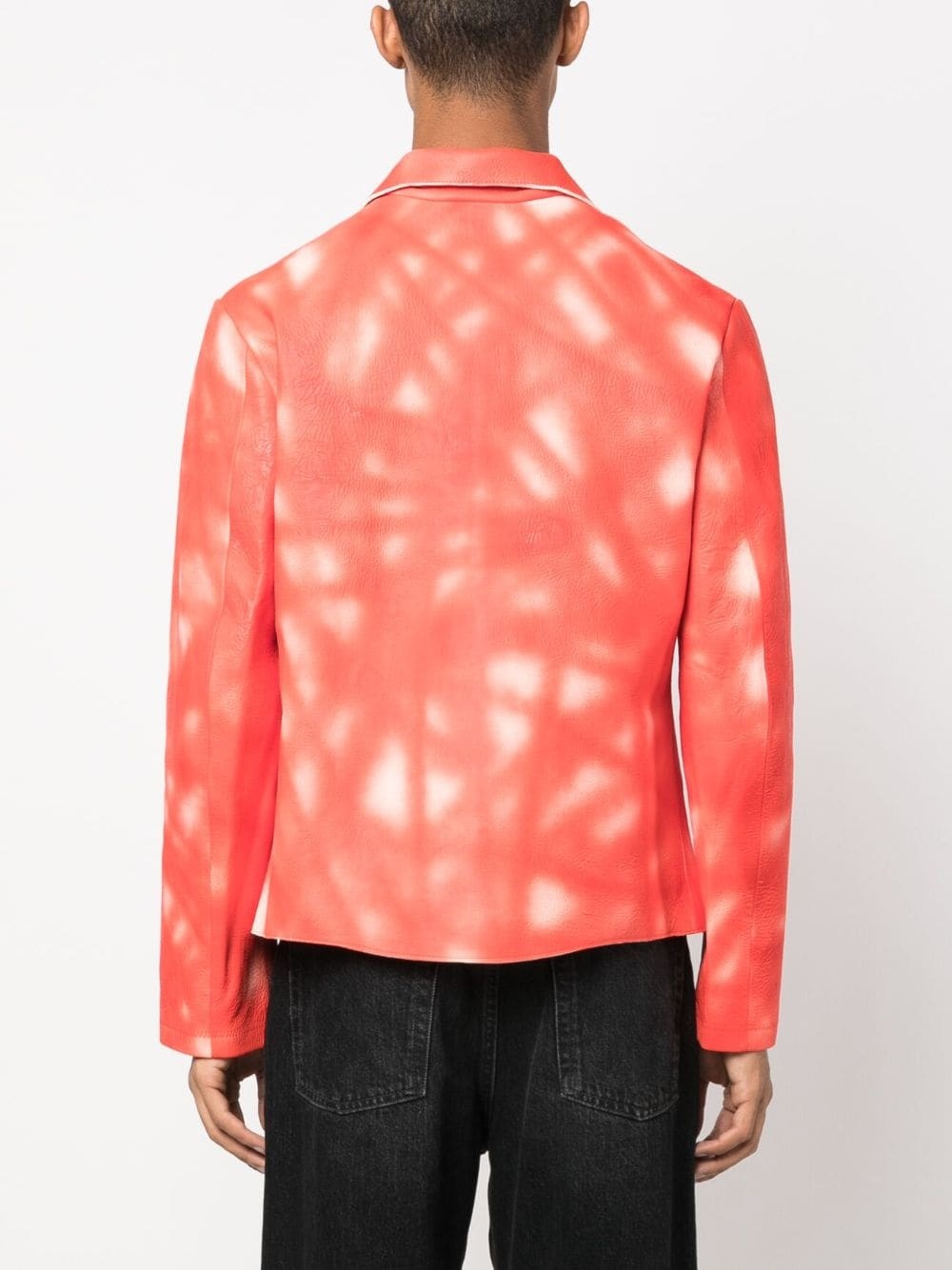 tie dye-print leather jacket - 5