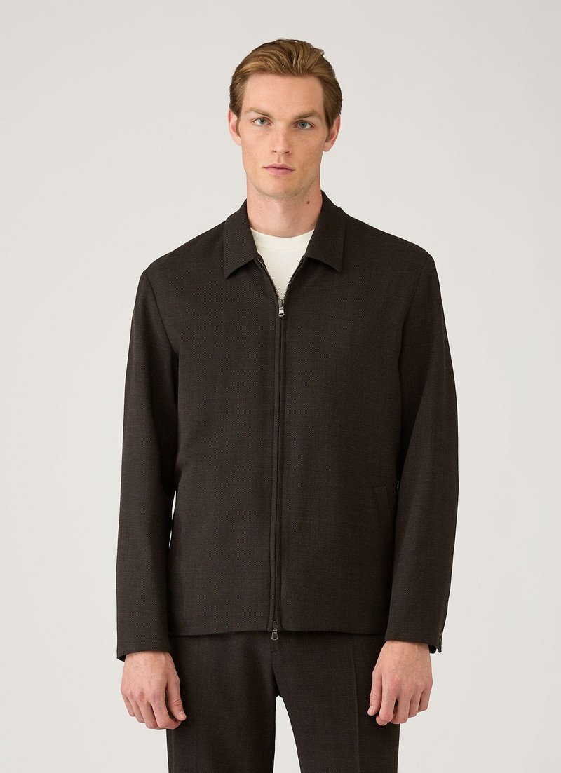 Light Textured Wool Harrington Jacket 2