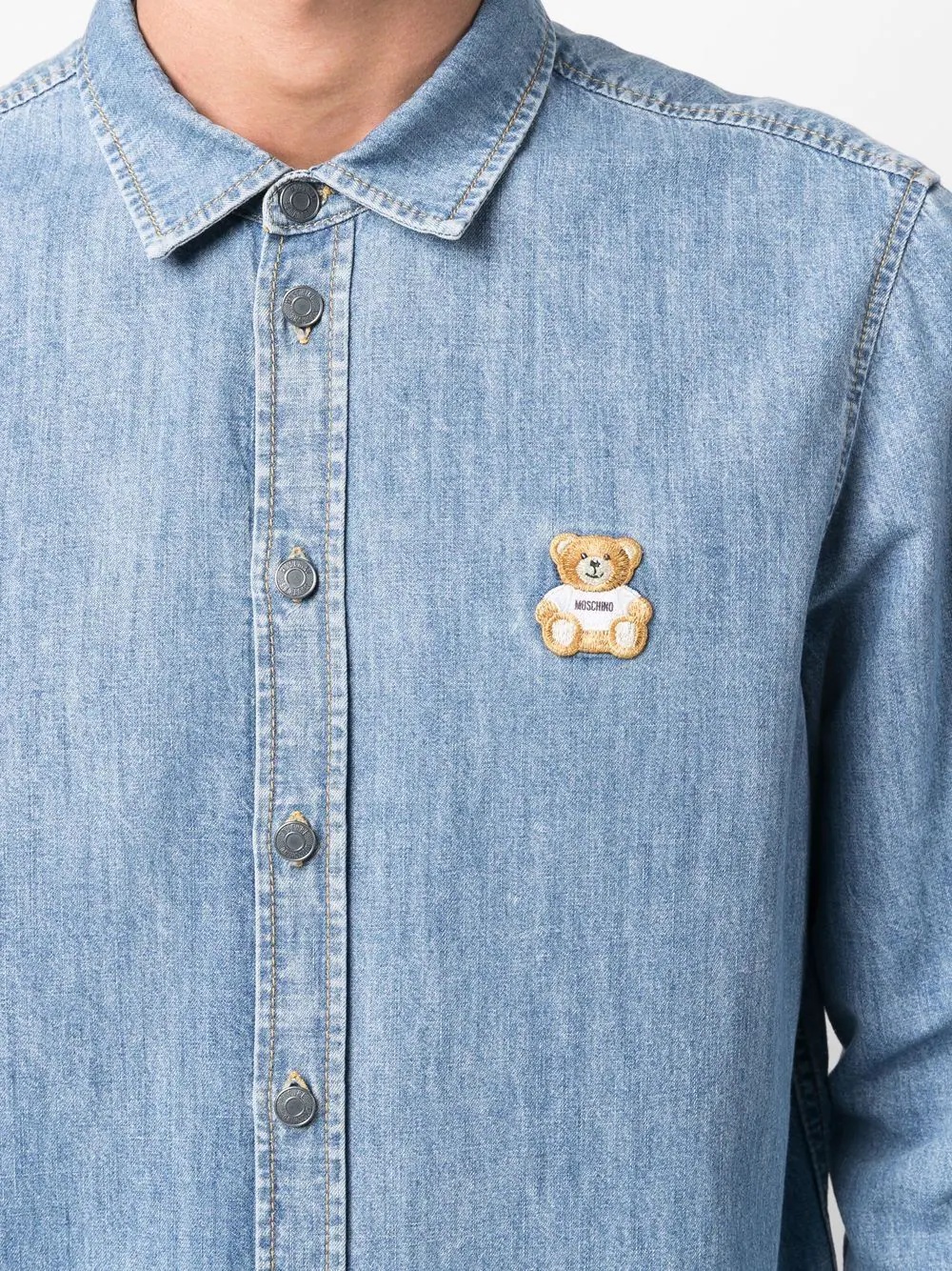 logo-embroidered denim shirt - 5