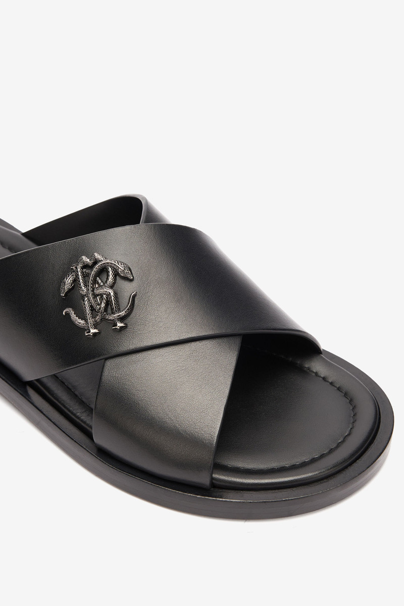 Slides With Bands And Mirror Snake Monogram 5