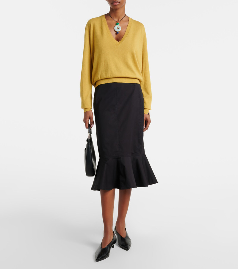Plan C Ruffled cotton-blend poplin midi skirt outlook